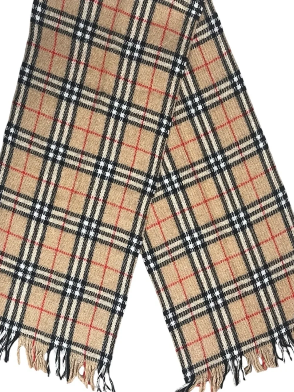 Vintage Burberrys Nova Check Scarf Scottish Wool Fringe Classic Preppy Fall